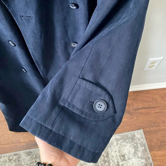 LONDON Fog Navy Blue Classic Double-Breasted Vintage Trench Coat Size 12P - Picture 9 of 17
